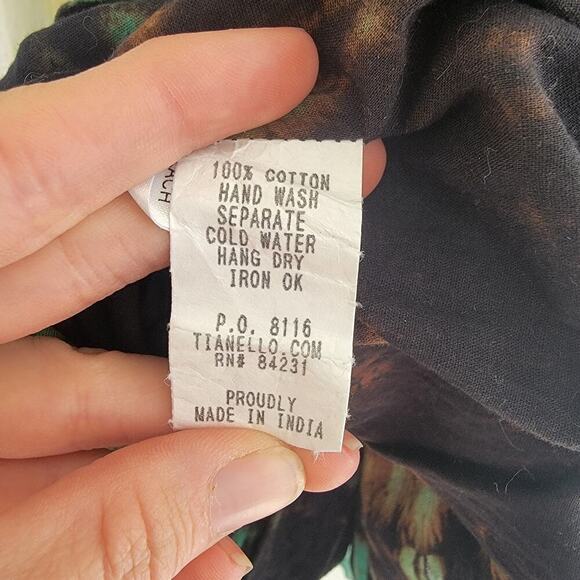 Tianello Layered Ruffle Tie Dye Beaded Floral Summer V Neck Midi Dress XS - Picture 7 of 14